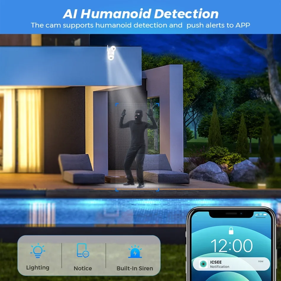 Câmera de segurança sem fio co - Home Security Flood Lights avaliação e preço